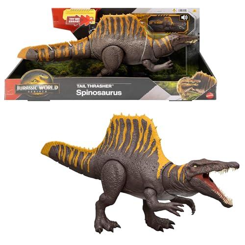Mattel Jurassic World La Rinascita, personaggio giocattolo, action figure Spinosauro Coda Letale con 2 mosse d'attacco, snodabile e con dettagli di qualità cinematografica, gioco digitale, JGB57