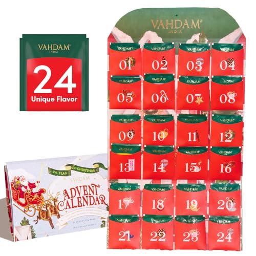VAHDAM, Calendario dell’Avvento del Tè 2025 - Edizione Limitata Set Regalo Pieghevole - 24 Bustine di Tè Uniche - Calendario dell’Avvento 2025 - Regalo di Natale per Donne e Uomini