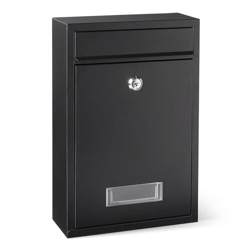 Amazon Basics, Cassetta postale con montaggio a parete e serratura, in resistente acciaio zincato, 32.5cm H x 21.5cm W x 9.0cm D, nero