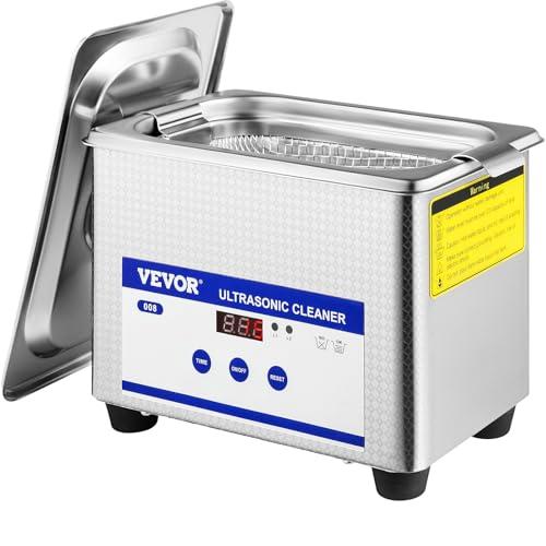 VEVOR Pulitore a Ultrasuoni 0.8L in Acciaio Inox 304 Pulitori ad Ultrasuoni Digitale con Riscaldatore Timer per Gioielli Orologio Occhiali Circuito Bordo Dentiere Strumento Dentale 220V, blu