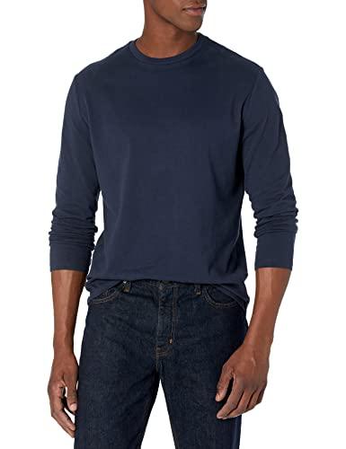 Amazon Essentials T-Shirt a Maniche Lunghe Slim Uomo, Blu Marino, L