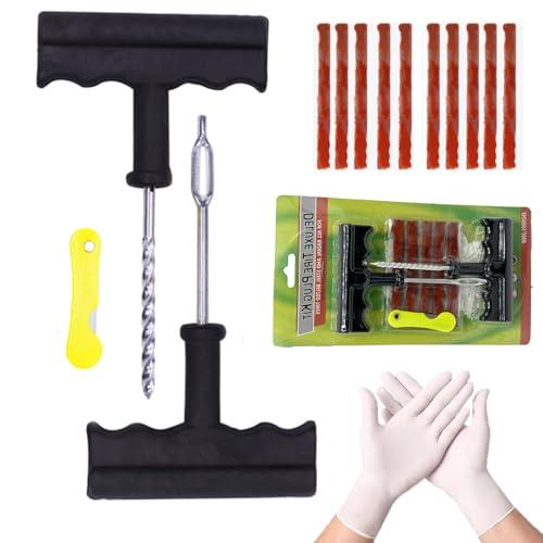 TONZACK Kit di Riparazione Pneumatici, Kit di Riparazione Pneumatici per Auto, Strisce Riparazione Pneumatici, per Pneumatici tubeless, per Moto, Camion, Auto, Trattori, ATV, Jeep, ECC