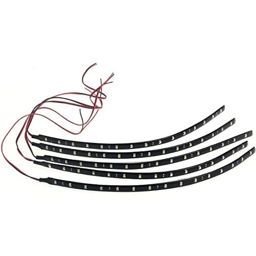 Haobase 5Pezzi 30cm 15SMD LED Strisce Strip Lampadine Luci Flessibile Auto Impermeabile 3528 DC12V - Bianco Freddo