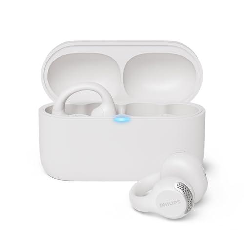 Philips TAQ2000WT auricolari ear-cuff True Wireless open-ear Multipoint Bluetooth - 28 ore di riproduzione, Ricarica tascabile, Chiamate chiare per spostamenti ed allenamento - Bianco