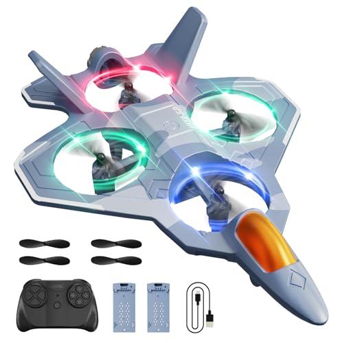 4DRC V50 RC Aereo 2 modalità decollo, luci, capovolte 360°, modalità senza testa, 3 vel, 2 batterie, telecom 2.4GHz - Planare, combattimento, giocattolo volante, regalo bambini, adulti, principianti