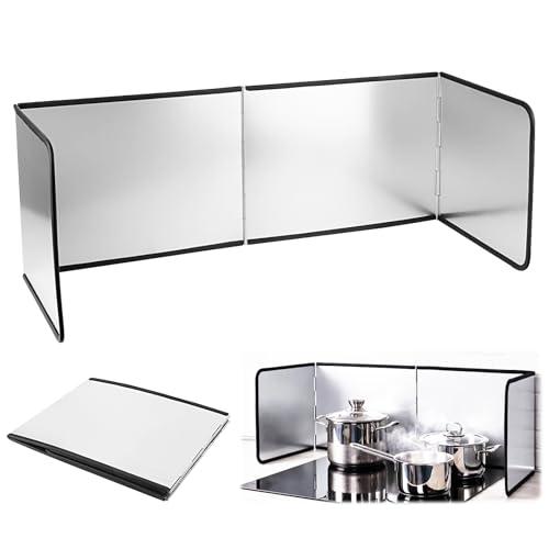 KUOFANY Pannello Paraschizzi Cucina Padella, 4 Lati Antiaderente Paraschizzi Parete Cucina Pieghevole, Protezione Protezione Schizzi di Olio per Cucine a Gas e Padella(76x29x30cm