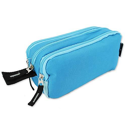 STARPLAST ASTUCCIO - 3 cerniere, 3 scomparti, grande capacità, multiuso, per uso scolastico, lavoro, università - BLU PASTELLO