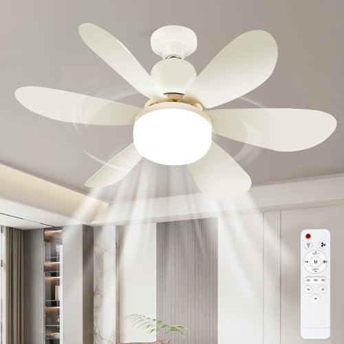 Ulikey Ventilatore da Soffitto con Luce, Plafoniera Soffitto, 6 Velocità e 3 Temperature di Colore Lampada, Ventaglio con Lampada e Telecomando, Ventilatori Silenziosi per Camera da Letto Cucina