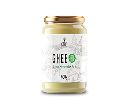 Cibo Burro Ghee Biologico 500gr - Burro Chiarificato Ghee - Latte di Parma e Reggio Emilia - Prodotto in Italia - Mucche al Pascolo - Punto di Fumo 240 -