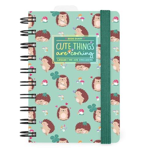 Legami - Agenda Giornaliera Spiralata Small 2026, Hedgehog, 12 Mesi, Chiusura con Elastico, Diario da Gennaio 2026 a Dicembre 2026, in Carta FSC Certificata, 8.5 x 13 cm