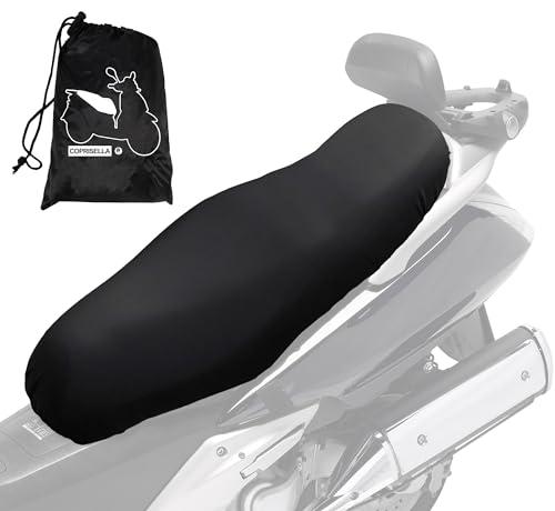 Auto Accessori Lupex - Coprisella Universale impermeabile taglia Maxi 115x50 cm, materiale PU similpelle, telo sella adattabile Scooter e Moto, colore nero, con borsa, disponibile anche M L XL