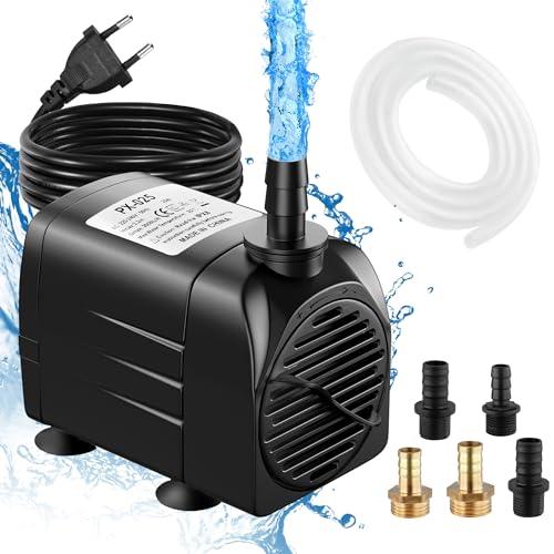 Lnicez Pompa ad Acqua Sommergibile 25W, 2000 L/H Pompa per acquario ，ultra-silenziosa ，subacquea per stagno, acquario con fontana da giardino (Inclusi 5 Ugelli)