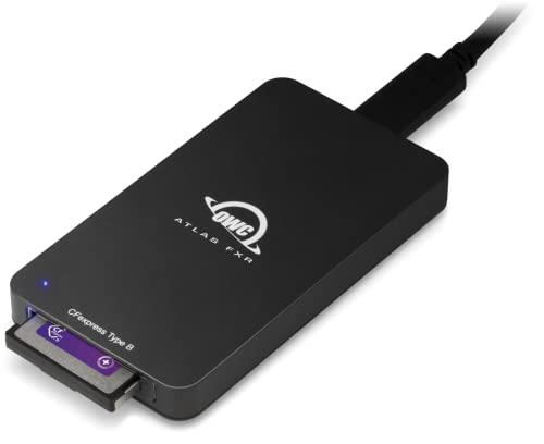 OWC Atlas FXR - Lettore di schede CFexpress Thunderbolt (USB-C) + USB 3.2 (10 Gb/s), CFexpress di tipo B, ultracompatto e universalmente compatibile per DIT, fotografi, videografi e creatori
