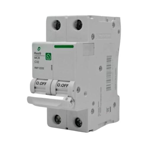 RASMACOR | Interruttore magnetotermico residenziale 2P 32A | RESI9 R9F12232 | CURVA C | Frequenza 50/60Hz | Standard UNE/EN 60898-1 CE | 32 Ampere