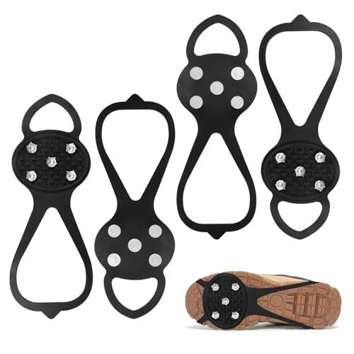 2 Paia di Ramponi per Scarponi, Ramponcini da Neve con 5 Denti, Ramponi da Ghiaccio Leggeri, Universali, Ramponi per Scarpe, per Uomo e Donna, per Escursioni, Esterni, Neve e Ghiaccio (L)