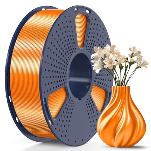 SUNLU SILK Filamento PLA Plus 1.75mm per Stampante 3D, Finitura Liscia e Setosa, Buona Resa Colore, Precisione Dimensionale +/- 0,02 mm, 1kg Bobina, Arancione