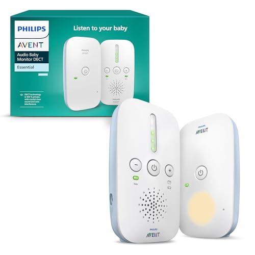 Philips Avent DECT Audio Baby Monitor, audio bidirezionale, nessuna interferenza, portata di 330 metri, durata della batteria di 24 ore, modalità Smart ECO, luce notturna, SCD503/26