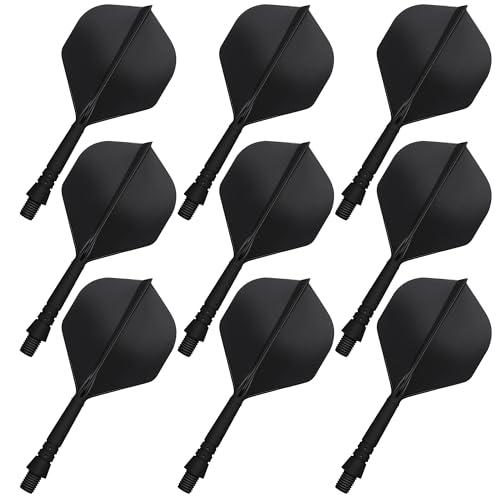 CyeeLife Flights e Freccette integrati, Alette per Freccette e Freccette 2 in 1, con Montaggio preciso, Confezione da 9 (Nero)