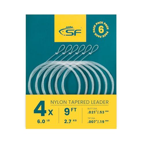SF - Leader pre-legato con anello, conico, in nylon, per pesca a mosca, per pesca trota 2,8 m, 4X, 6 pezzi