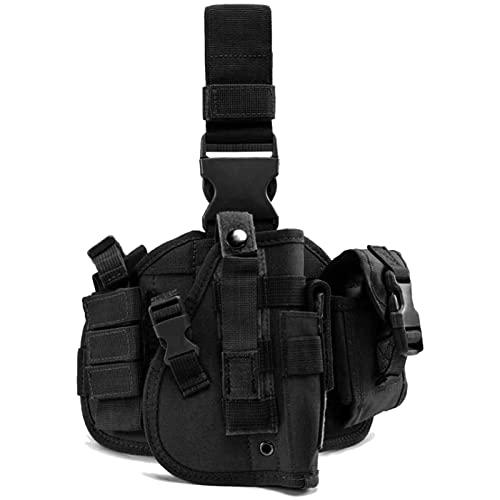 Fondina Tattica per Gamba a Goccia, Fondina per Coscia Mag Pouch, Fondina per Pistola Militare, Fondina per Pistola Nylon 900D, Imbracatura Gamba Regolabile per Pistole Glock Medie Grandi (Nero B)