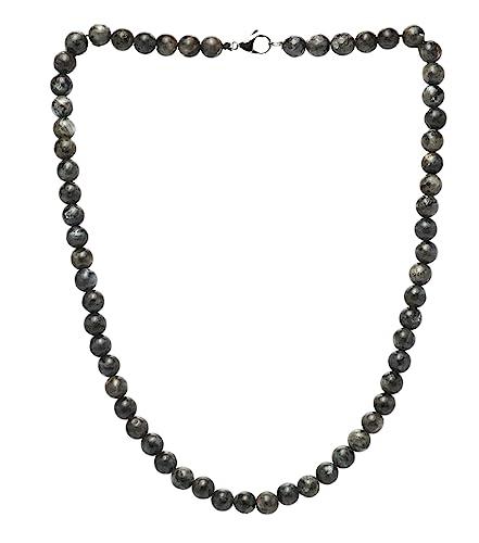 Collana di perline da uomo fatta a mano Catena Occhio di tigre Onice Agata grigia Diaspro 8MM Pietre preziose naturali Gioielli in cristallo curativo (Labradorite nera)