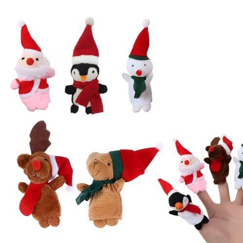 SULIUDAJI 5 Pcs Marionette Da Mano Burattini Da Dito Burattino A Mano In Peluche Burattini A Dito Set Giocattoli Natale Per Baby Bambini
