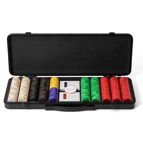 SLOWPLAY Godel set di fiches da poker in argilla 14 g per Texas Hold’em, 500 pz [con valori numerati] con valigetta in policarbonato tedesco elegante e resistente, giocatori di poker