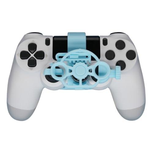Generico Volante di ricambio per PS4 Controller Giochi di corse Mini Sterzo 3D Stampa ruota ausiliario Controller di gioco Joystick Simulatore Gamepad (Blue)