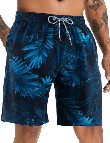 APTRO Costumi Pantaloncini da Bagno Uomo Mare Surf Piscina Stampa Hawaiana Estiva Grande Asciugatura Rapida con Fodera in Rete Foglia MK288 M