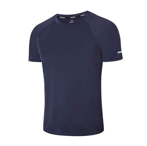 ZENGVEE 1 Pezzi Maglietta Uomo Manica Corta T Shirt Palestra Running Maglia Trekking Traspirante Sport Maglie Abbigliamento Estive Sportiva Tshirt 5010 Navy L