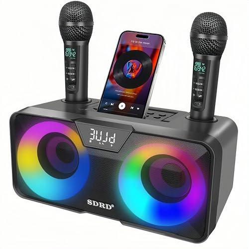 Wild Stride Sistema di karaoke portatile all-in-one, altoparlante Bluetooth 30 W con 2 microfoni senza fili – connessione con smartphone/tablet/TV, ideale per feste, intrattenimento a casa
