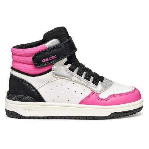 Geox J Washiba Girl Sneaker, Bianco/Fucsia, 35 EU, Bianco Fucsia., 35 EU