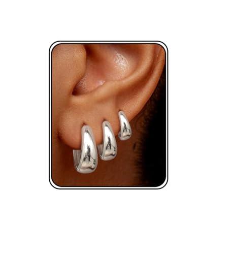 Chriscoco 3 Paia Orecchini Cerchio Donna Orecchini Cerchio Oro Placcato 14K Orecchini Cerchio Argento Ipoallergenico Orecchini a Cerchio Piccoli per Fori Multipli