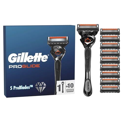 Gillette ProGlide Rasoio Da Uomo, 1 Rasoio Gillette, 10 Lamette Di Ricambio Per Rasoio Gillette ProGlide, Progettato Per Una Rasatura Profonda, Con Striscia Lubrificante
