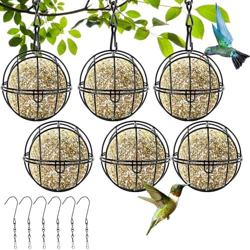 Tufa Mangiatoia per Uccelli, 6 Pezzi Mangime per Uccelli, Mangiatoia per Palle di Grasso con Gancio, Mangiatoia per Uccellini da Esterno, per Recinzioni, Giardino