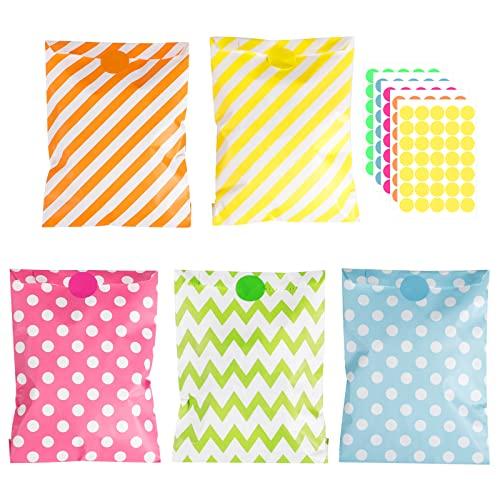 50 Pezzi Sacchettini Compleanno bambino, 18 * 13cm Bustine Regalini Fine Festa con 175 Adesivi Sacchetti Regalo Caramelle per Matrimoni, bambino Feste