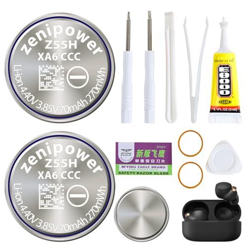 2 batterie Z55H, nuovo aggiornamento nel 2024, compatibile con WF-1000X WF-1000XM4 WF-1000XM3 WF-SP900 WF-H800 WF-SP700N WF-XB700 WF-C700N WF-C500 WI-SP600N WI-C60N 00 N con adesivo. Strumento 3.85 V