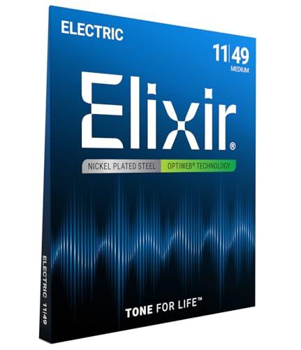 Corde per chitarra elettrica Elixir® Strings con rivestimento OPTIWEB®,Medium (.011-.049)