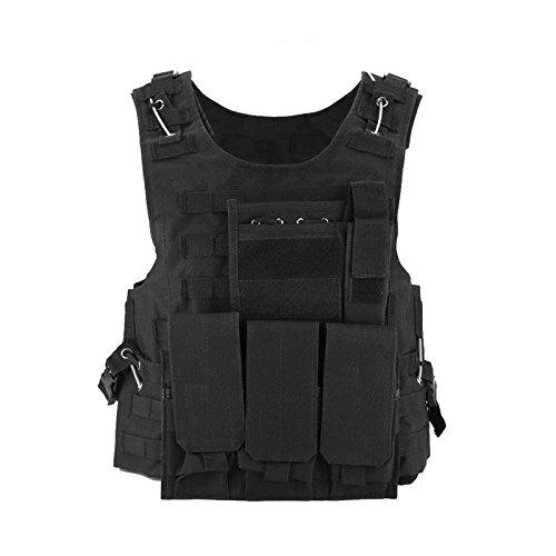 Bon amixyl Maglia per Tattico Militare Esercito Poliestere Airsoft Gilet da Caccia per all’Aperto Campeggio Escursionismo Tactical Vest Nero.