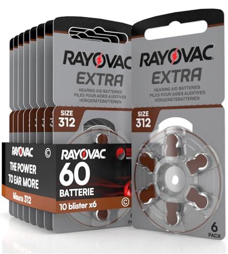 60 Batterie per Apparecchi Acustici Rayovac Misura Extra 312 Sound Fusion Technology - 10 Blister da 6 Pile