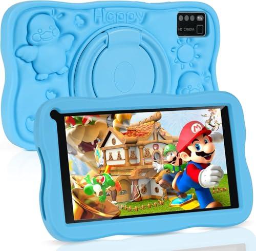 SUMTAB Tablet Bambini 7 Pollici con Controllo Parentale, Android 13 Tablette, 8 GB RAM 64GB ROM (256 GB Estensione) Bluetooth, WiFi,Tablet per Bambini con Custodia(Blu)