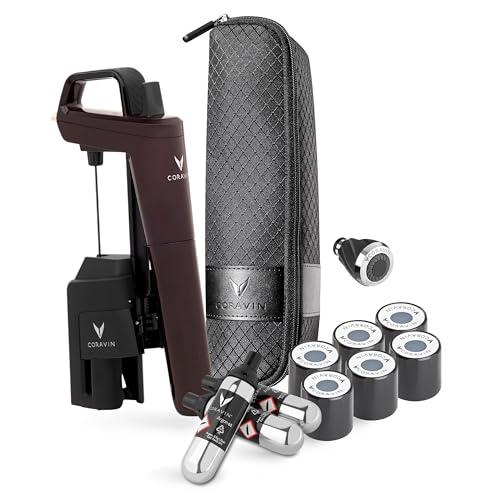 Coravin Timeless Six Plus - Sistema di conservazione del vino in vetro, con 3 capsule di gas di argon puro, 6 tappi a vite e aeratore per vino, edizione limitata Hermitage Red