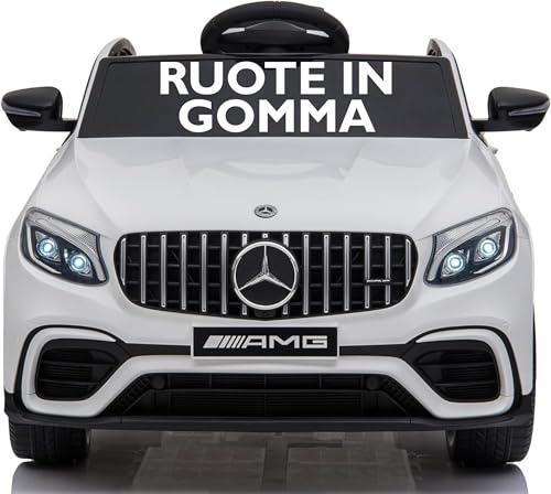 Macchina Elettrica per Bambini 12V Mercedes GLC 63 AMG Auto Elettrica con Ruote in Gomma Telecomando Porte Apribili Full Optional Bianco