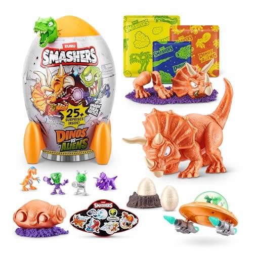 Smashers Dino vs Aliens Medium di ZURU, uovo giocattolo da distruggere per bambini (TRICERATOPS)