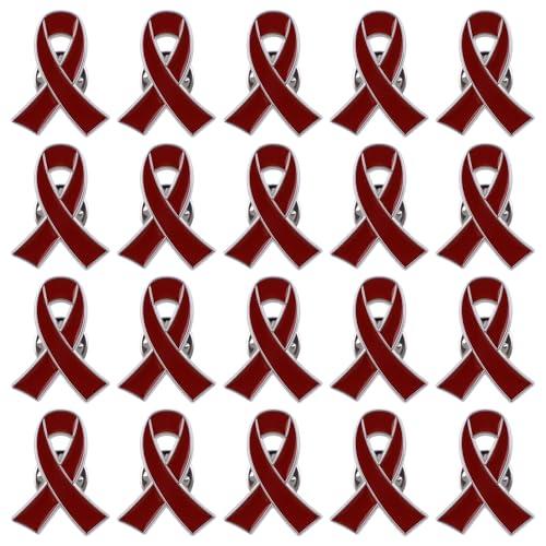 WANDIC 20 Spille a Forma di Nastro Rosso per la sensibilizzazione dell'AIDS e delle malattie cardiache, in Metallo e Smalto colorato