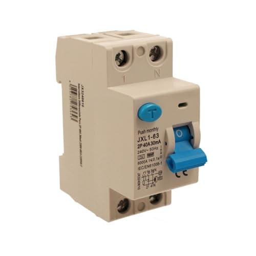 RCCB Interruttore Differenziale Puro Tipo F 40A, 1P+N, 2 Moduli DIN, 30mA, 6000A, AC 230V, IP20