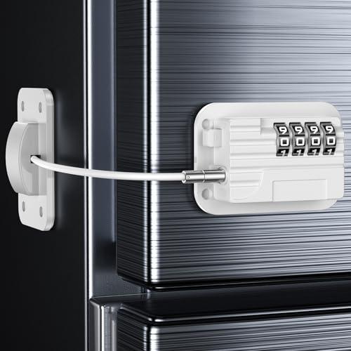 Lucchetto per Frigorifero con Codice, Combinazione di Blocco Frigorifero Bambini Migliorata, Lucchetto per Armadietto con Password per Frigo Armadi Porte Finestre Guardaroba (Bianco-1 pezzo)
