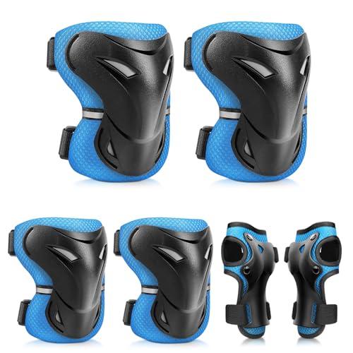 YOOXARMOR Set di Protezioni per Bambini da 3-6-13 Anni, Ginocchiere, Gomitiere, Polsiere Regolabili per Pattini a Rotelle, BMX, Bici,Ciclismo,Skateboard,Pattini in linea,Monopattini[6 Pezzi]