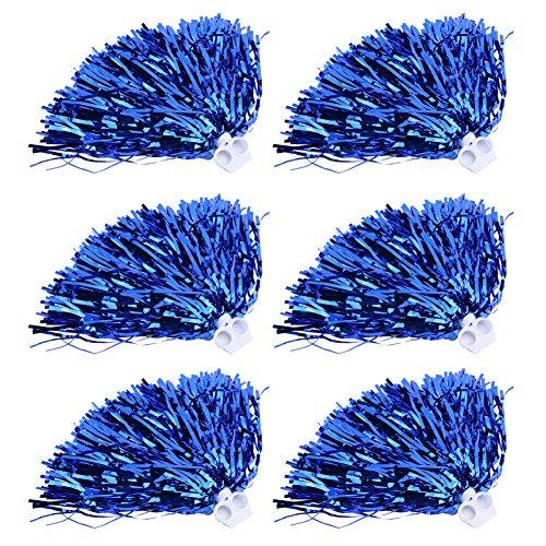 BORDSTRACT Pom Pom Metallici da Cheerleader per Bambini, 6 Pezzi Pom Pom della Squadra di Cheerleader 7 Colori, per Ragazze. Bambini, Balli, Eventi Sportivi, tifo, Feste, (Blu)