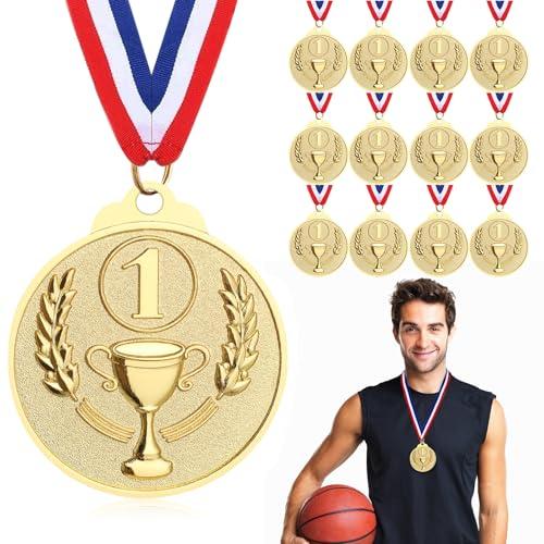 Hianjoo 12 Pezzi Medaglie Premiazioni Metallo Medaglie per Bambini Oro/Argento/Bronzo, in Lega di Zinco per Concorsi Sportivi Calcio Pallacanestro Tennis Festa Regalo Ortografia Api Medaglia Bambini